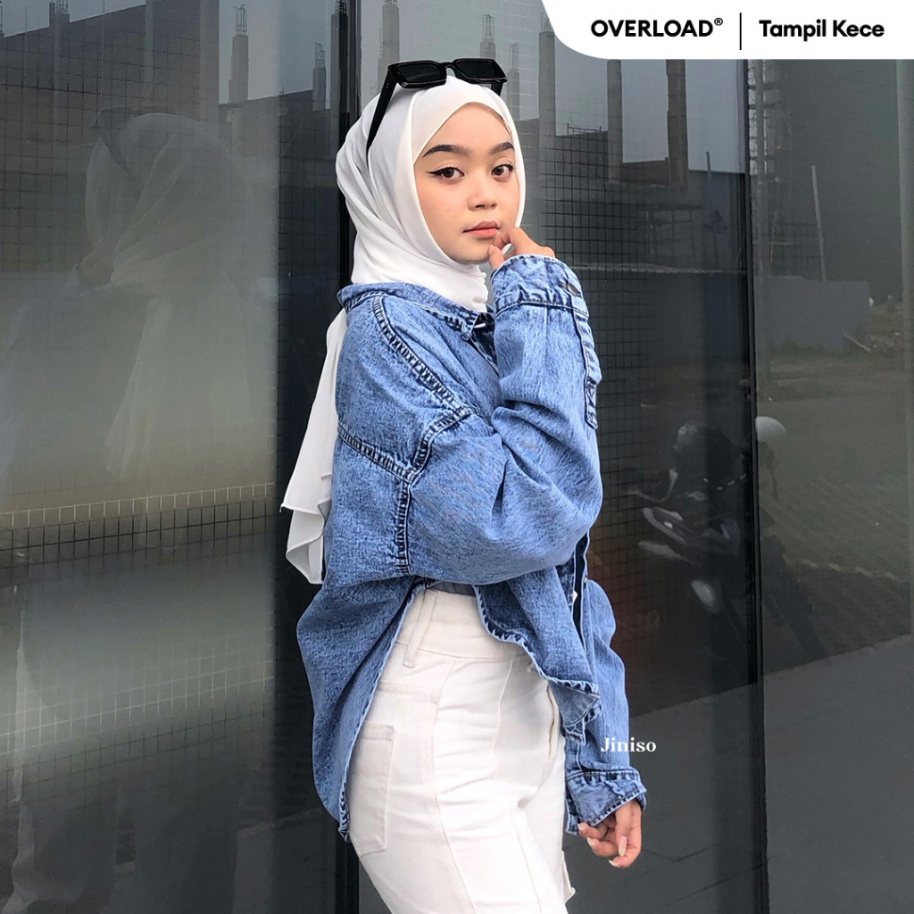 JINISO Jaket Crop Jeans Oversize Belle Basic Blue Acid Harga  206,500 rupiah*Gratis Ongkir