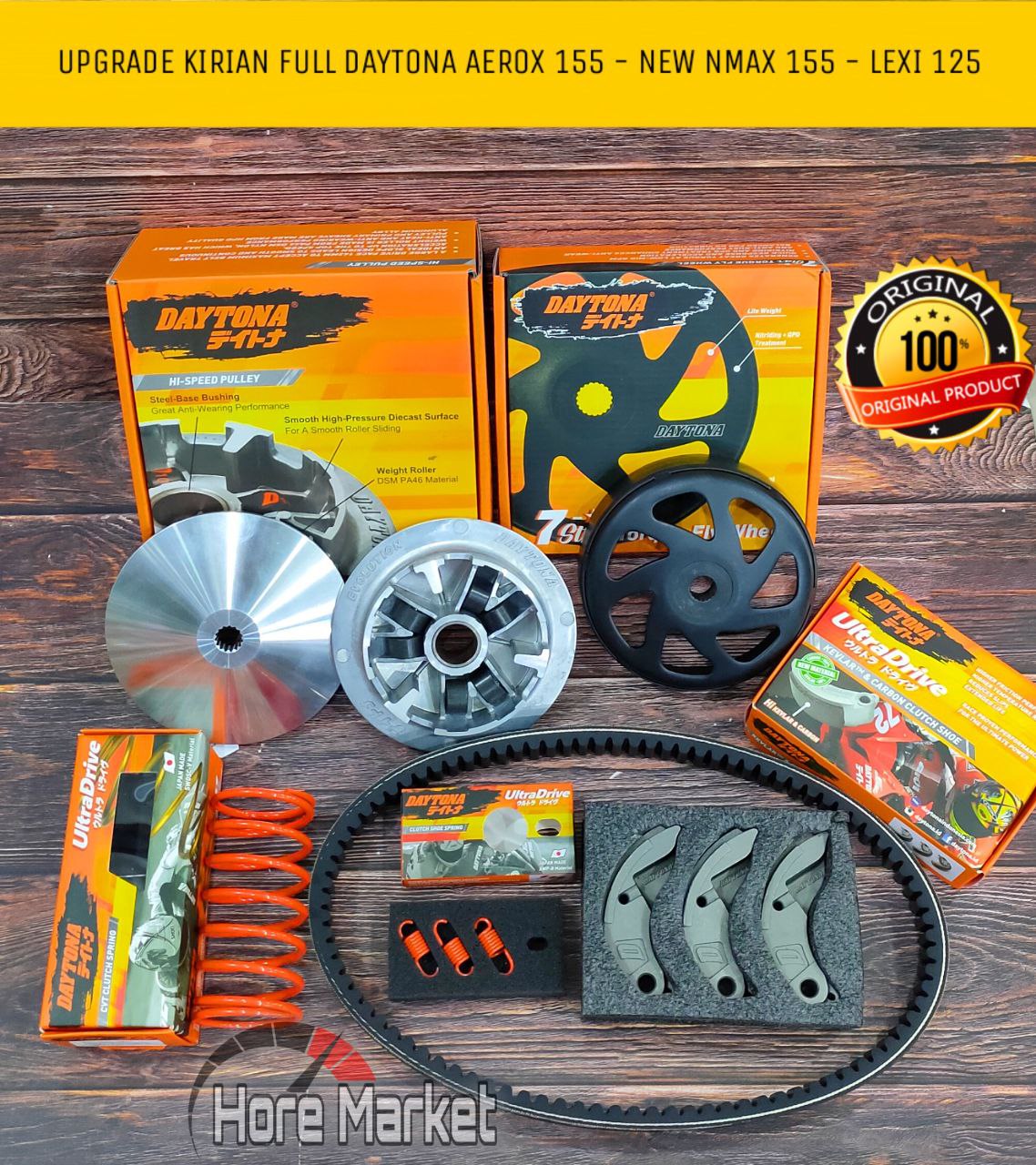 UPGRADE FULL PAKET KIRIAN CVT DAYTONA AEROX 155 NEW NMAX 2020 2021 2022 LEXI 125 PER CVT PER SENTRI KAMPAS GANDA VANBELT MANGKOK PULLEY Harga 1,350,000 rupiah*Gratis Ongkir