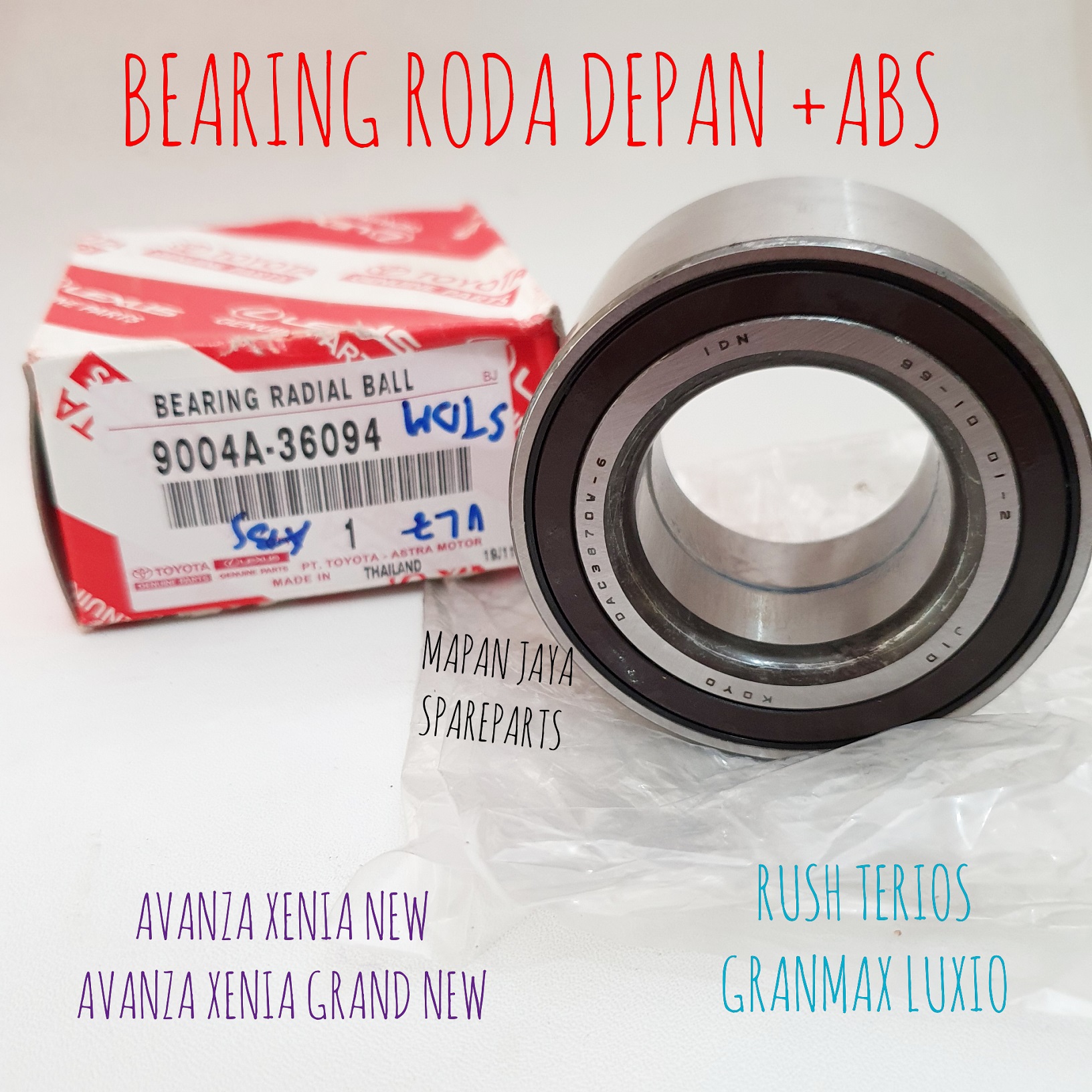 BEARING FRONT WHEEL TOYOTA - LAHER RODA DEPAN INNOVA Harga 683,900 rupiah*Gratis Ongkir
