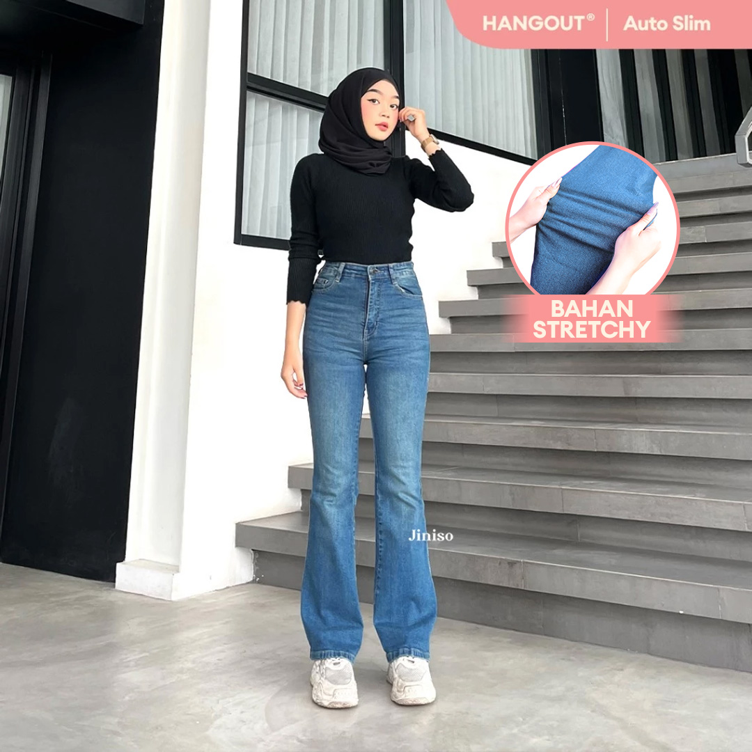 Jiniso - Highwaist Stretch Cutbray Pocket Jeans 716 Hangout Harga 206,500 rupiah*Gratis Ongkir