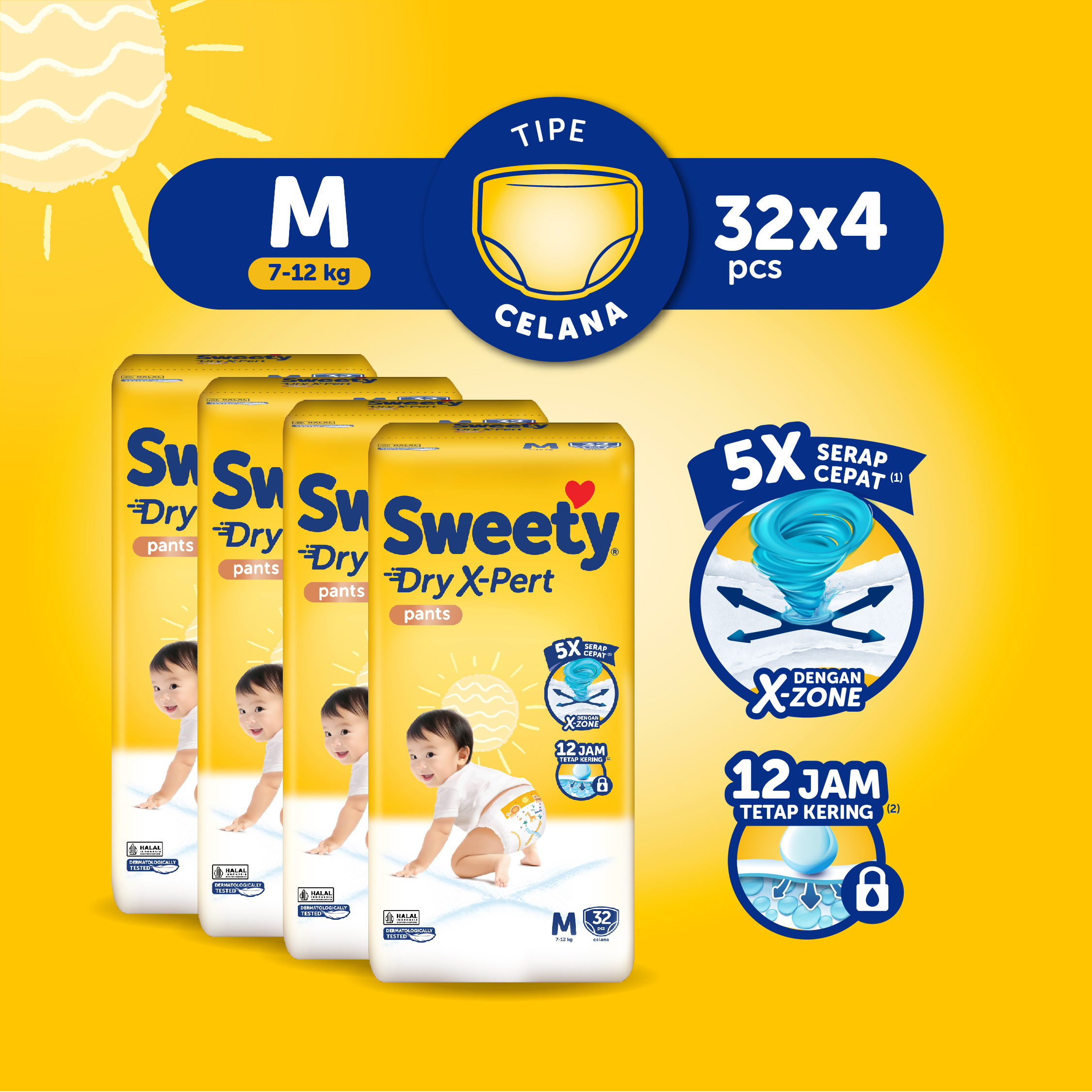 [Paket isi 4] Sweety Bronze Dry X-Pert Pants M32 Harga 180,500 rupiah*Gratis Ongkir