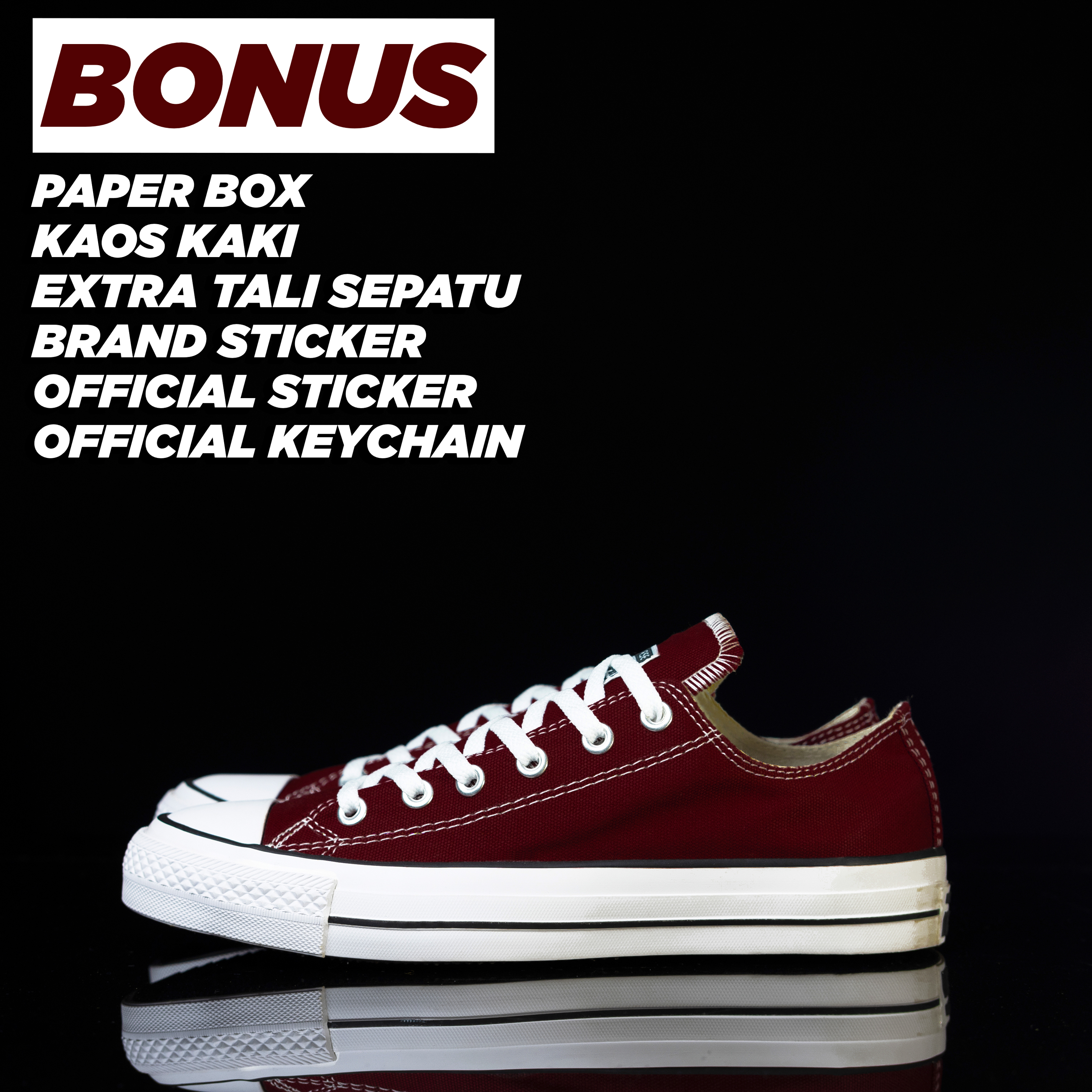 Sepatu Chuck Taylor All Star Low Maroon Sneakers Pria Wanita