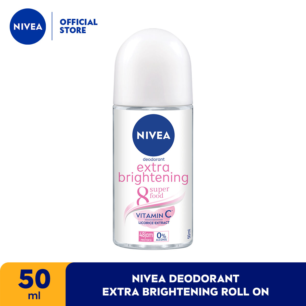 Lazada Indonesia - NIVEA Deodorant Extra Brightening Roll On 50ml – Deodoran Menghilangkan Bau Badan & Mencerahkan