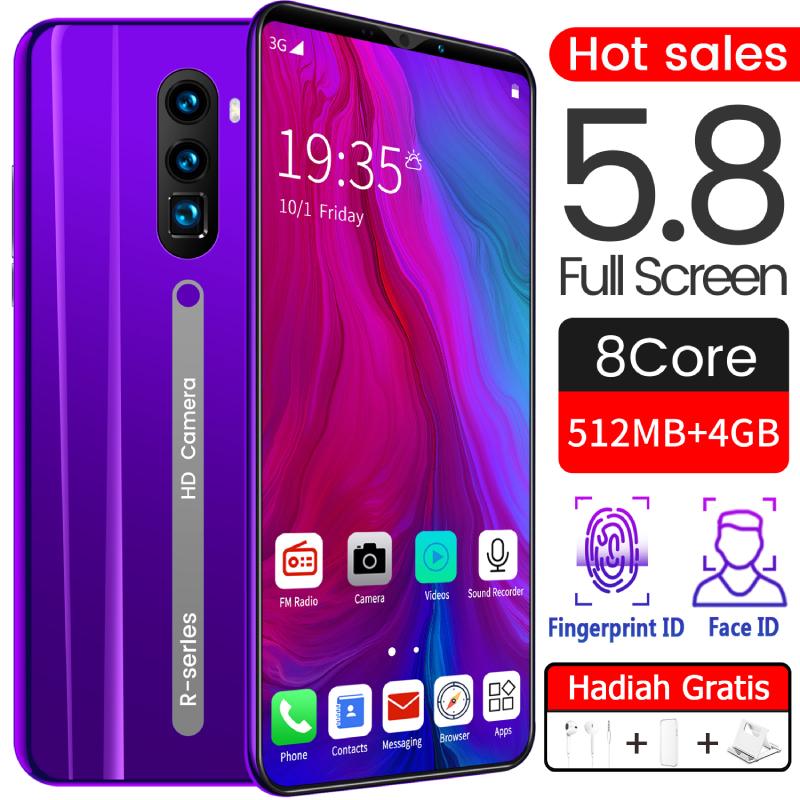 【Free headphones】RAM 4GB + ROM 64GB Rino3 Pro 5.8 Inci HP Murah Handphone Murah Ponsel Android 8.1 4G WCDMA Ponsel Pintar GSM Android Handphone Dual Sim Card octa Core 512MB RAM + 4GB ROM