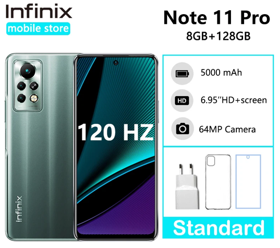 INFINIX NOTE 11 PRO - Smartphone Feature Phone 8GB RAM & 128GB Internal Storage dengan Layar 6.95 Inch Full HD+, Kamera 64MP & 16MP, Baterai 5000mAh, dan Kapasitas Slot MicroSD - Warna Perak Harga  2,300,000 Ringgit*Penghantaran Percuma
