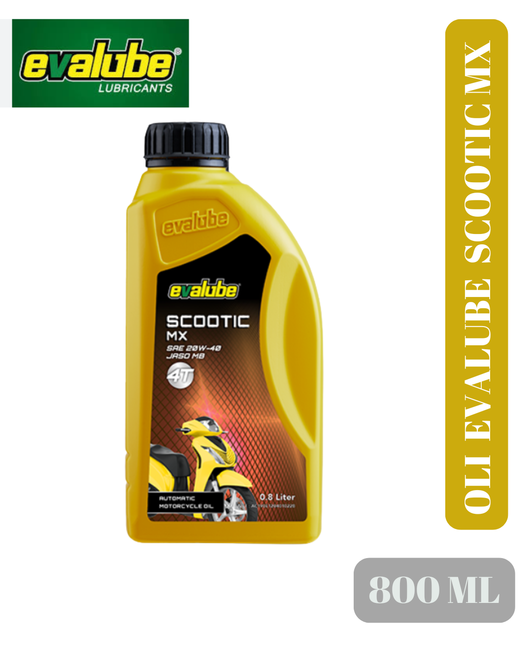 Evalube scootic MX 20w40 800ml original lubricant fit for Vario beat Mio xride Fino scopy DLL Harga 43,900 rupiah*Gratis Ongkir