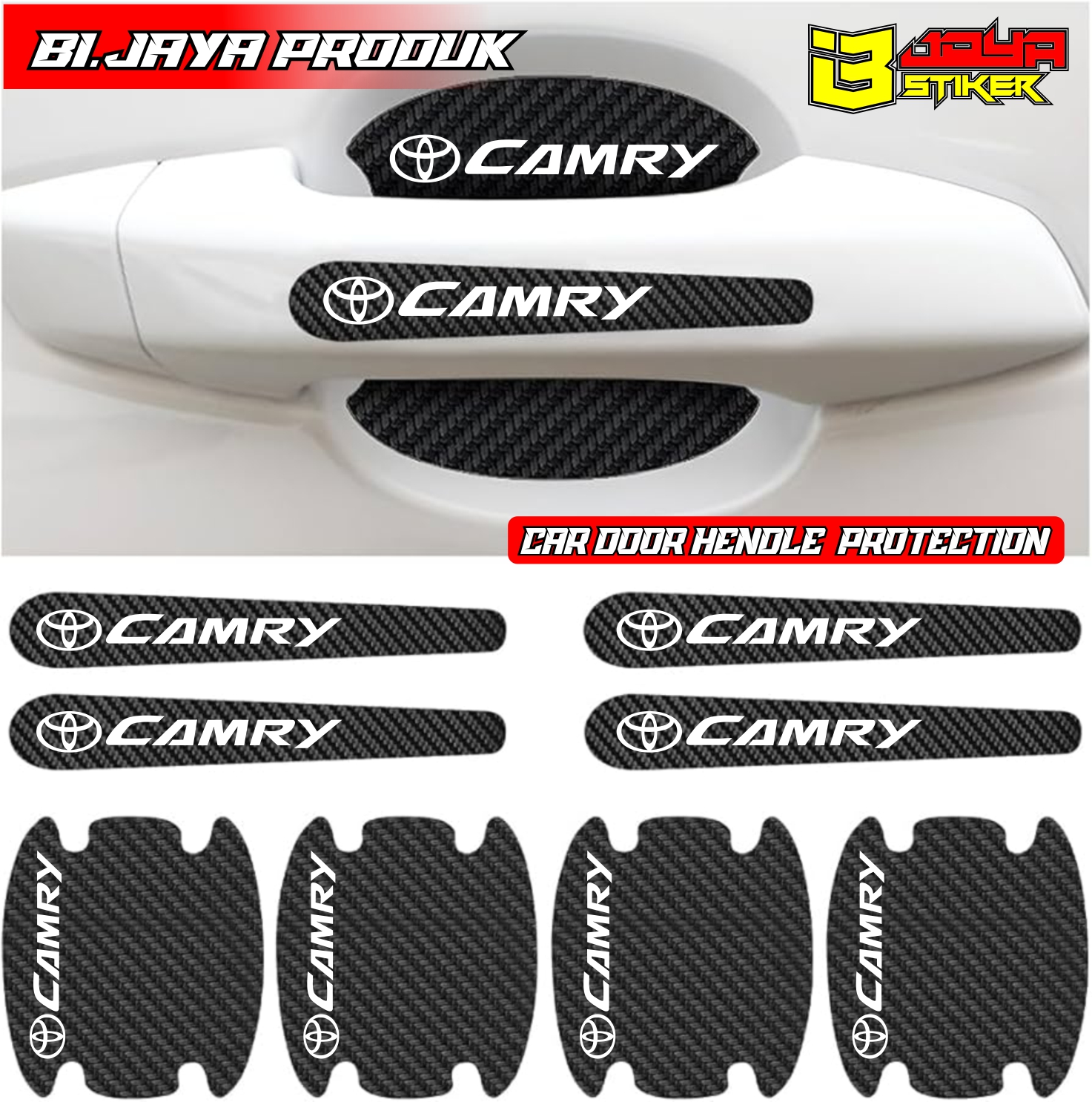 8 PCS Sticker Carbon 3D Pelindung Gagang Pintu Mobil CAMRY Sticker Carbon Pengaman Handle Pintu Mobil toyota CAMRY Anti Gores Harga 30,000 rupiah*Gratis Ongkir