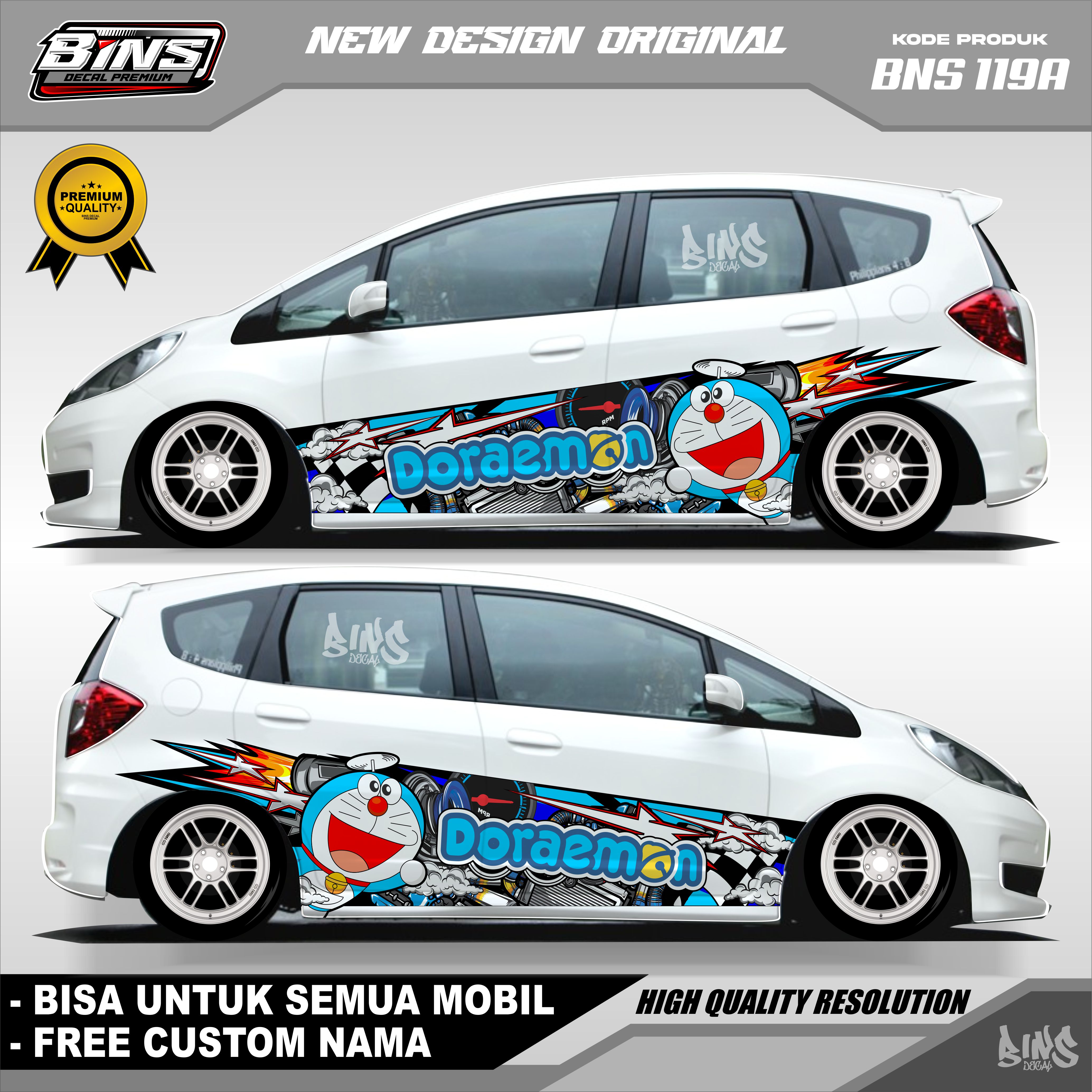 BNS119-STIKER DECAL MOBIL PAJERO JAZZ ERTIGA KIJANG XPANDER XENIA BRIO MOBILIO GRATIS CUSTOM NAMA Harga 125,666 rupiah*Gratis Ongkir