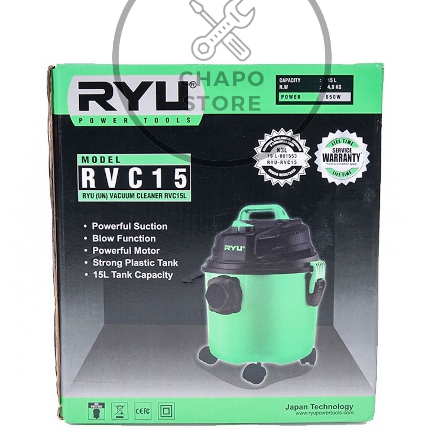 RYU RVC 15 mesin penyedot debu basah dan kering vacum cleaner Harga 635,249 rupiah*Gratis Ongkir