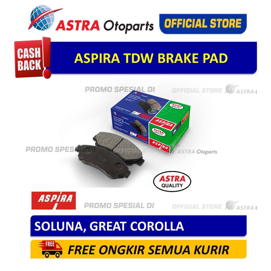Brake Pad Aspira TDW untuk Mobil: SOLUNA, GREAT COROLLA Harga 147,000 rupiah*Gratis Ongkir