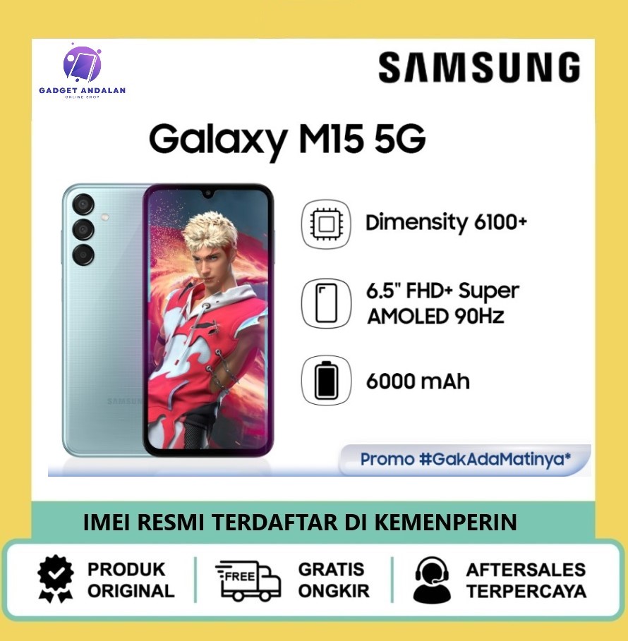 Samsung Galaxy M15 5G 6/128GB - DImensity 6100+ | 6000mAh Harga 2,045,000 rupiah*Gratis Ongkir