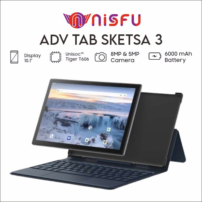 Advan Tab Sketsa 3 Layar 10.1” HD IPS 128GB+RAM 6GB Tiger T606 Android 13 Dual Sim Card Harga  2,299,000 Ringgit*Penghantaran Percuma