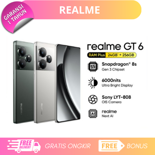 Realme Gt 6 12/256Gb - Ltpo Amoled - Qualcomm Snapdragon 8S Gen 3 Giá 6,770,000 Đồng*Miễn phí vận chuyển