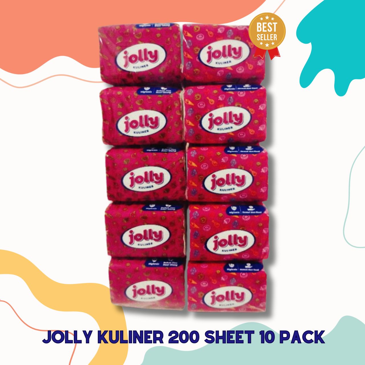 Jolly Pop-Up Tissue 200 Lembar 10 Paket - Warna Pink - Kemasan Multi-Pak Harga 33,500 rupiah*Gratis Ongkir