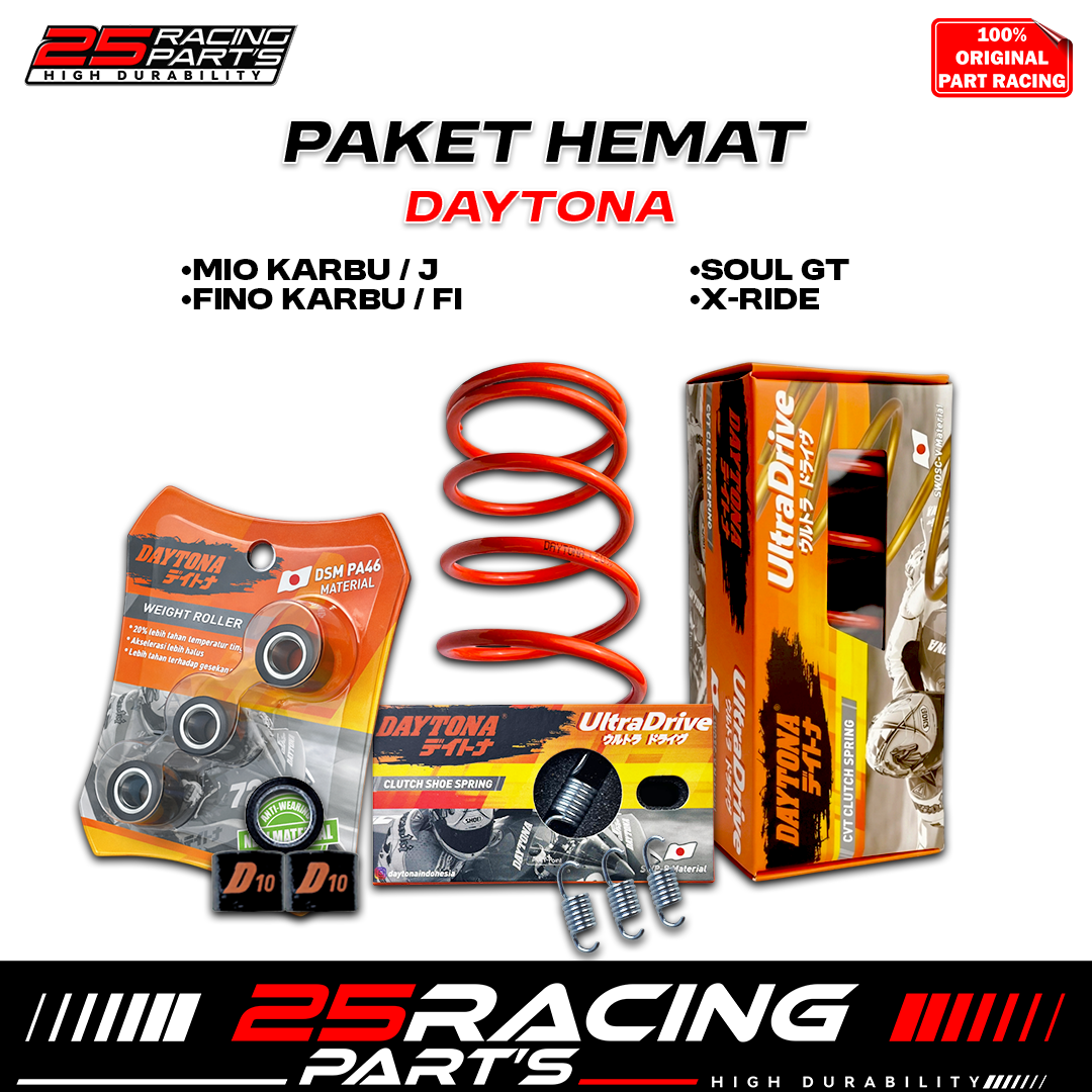 Daytona Package- Savings- Percvt Percentri Roller Daytona- Mio Sporty- Mio Karbu- 5Tl- Pnp Harga 238,500 rupiah*Gratis Ongkir