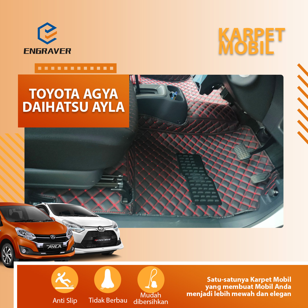 Engraver Mat Toyota Agya (Daihatsu Ayla) Tahun 2016-2023 Fullset+Bagasi Harga 1,650,000 rupiah*Gratis Ongkir