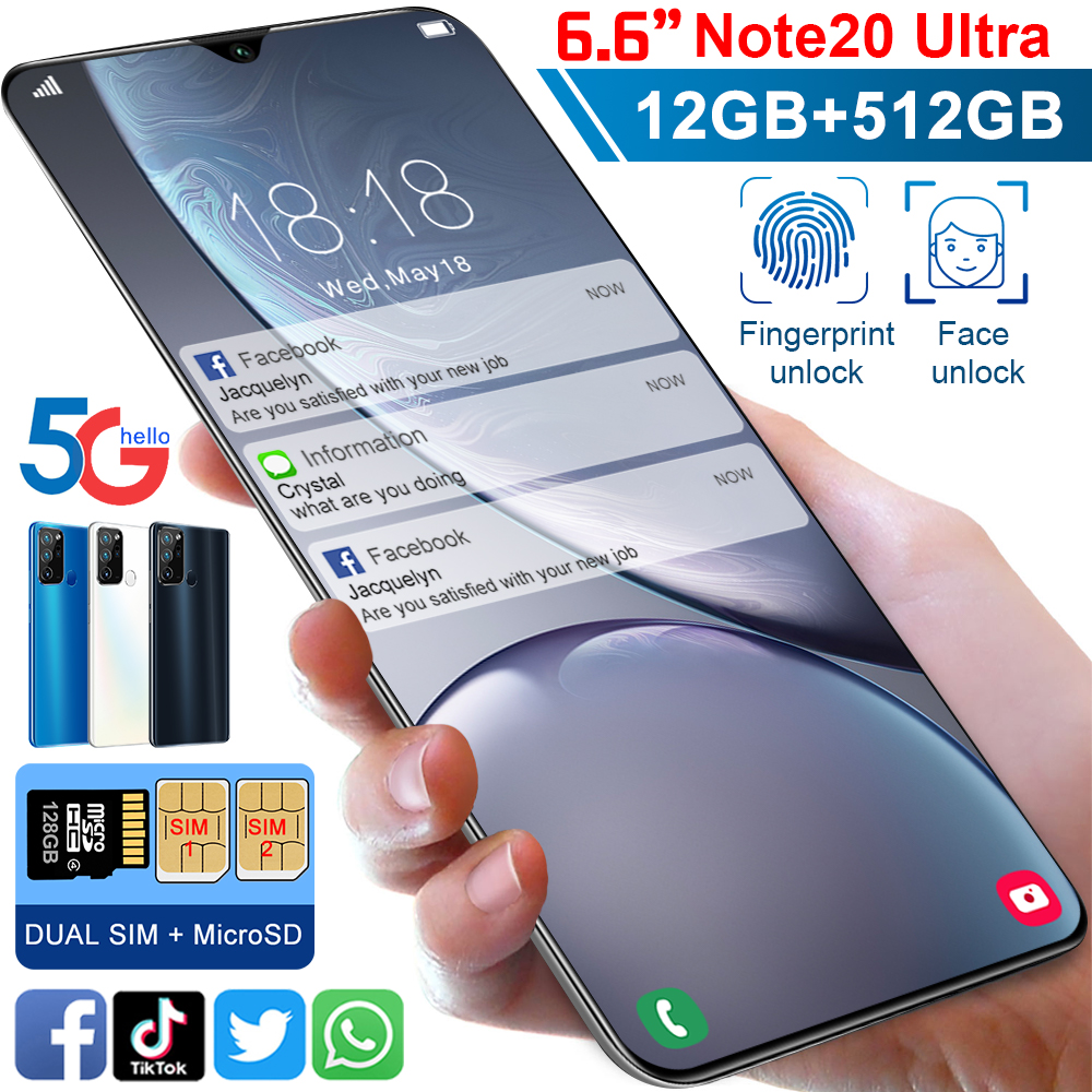 5G【Asli + Baru + Bonus】NOTE20 Ultra handphone 6.6inch ram 8GB 12GB / 512GB rom 256GB cellphone Android 10.0 dual sim smartphone Hp Baterai tanam 5000mAh hello 5G tiktok PUBG fire free Pengenalan wajah, pembukaan kunci si