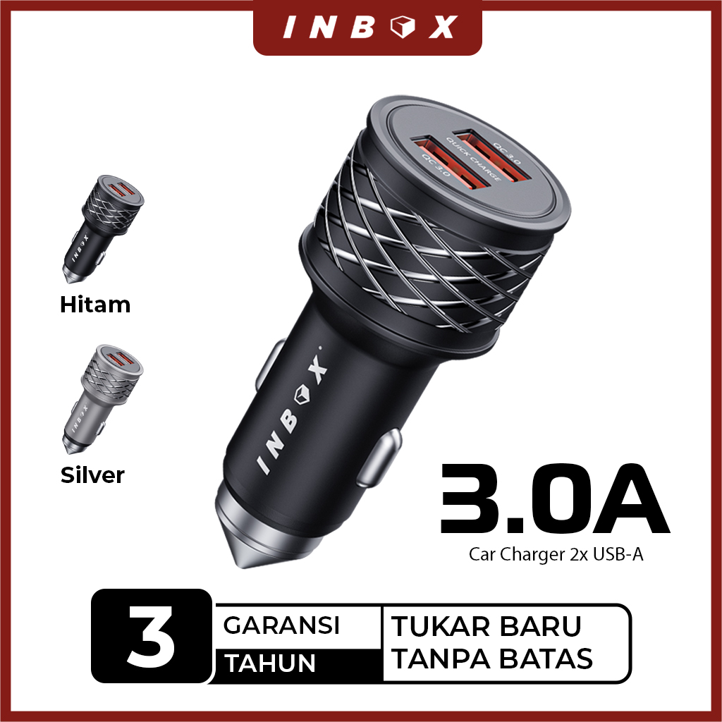 INBOX Lamborghini Car Charger Mobil 3.0A Fast Charging Quick Charge 3.0 Dual USB LED Adapter Adaptor Harga 45,000 rupiah*Gratis Ongkir