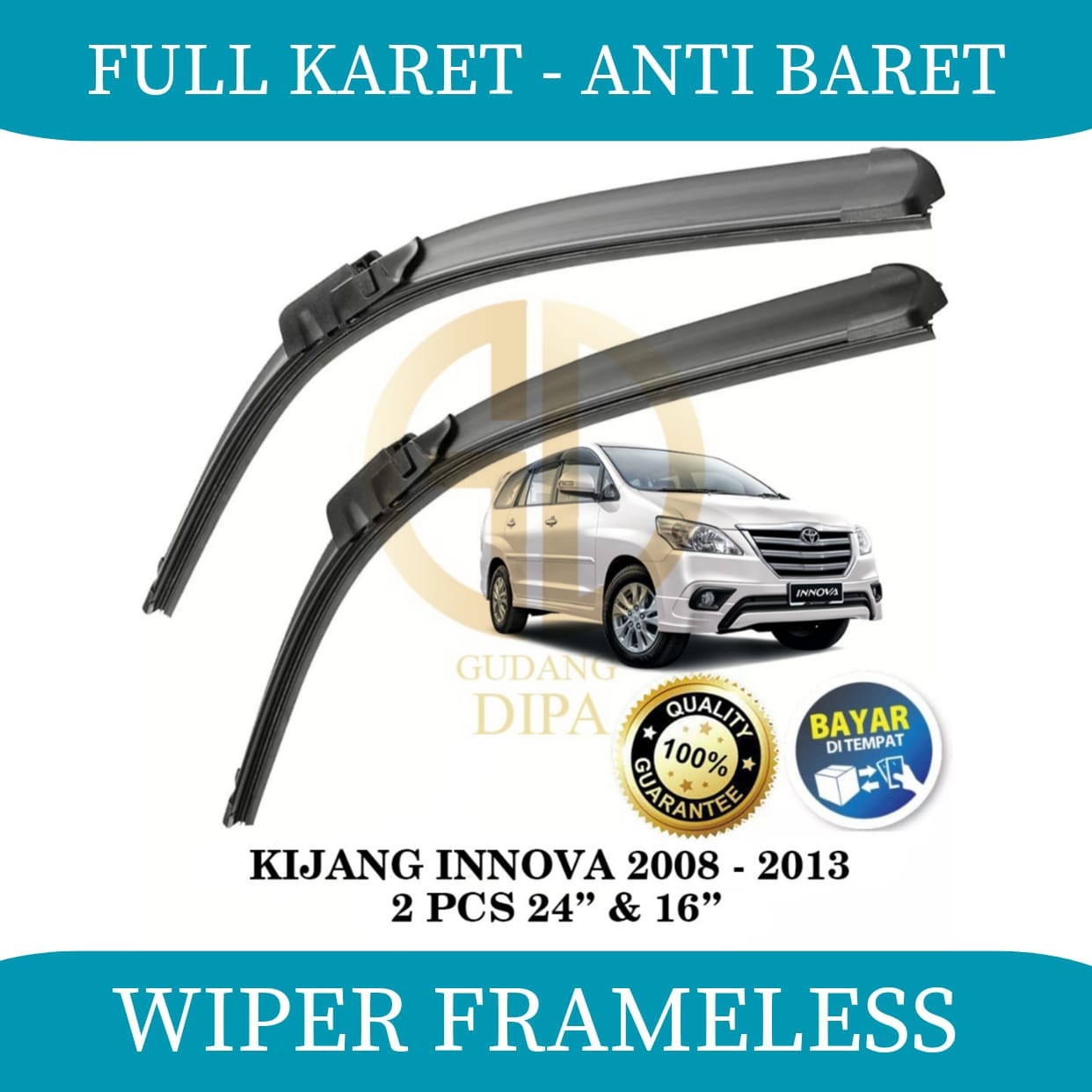 Wiper Frameless Toyota Kijang Innova/Innova Reborn/Innova Venturer Anti Baret 1 Set Gudang Dipa Harga  55,000 Ringgit*Penghantaran Percuma