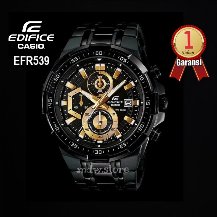 Jam Tangan Import Casio Edifice EFR 539 Black Gold efr539 Stainless  Chronograph Garansi 1th | Lazada Indonesia