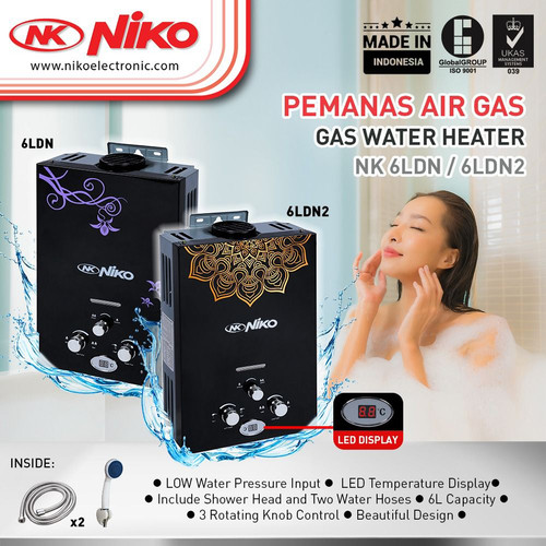 NIKO Water Heater Gas Kapasitas 6L Pakai LED NK 6LDN/6LDN2 | Lazada  Indonesia