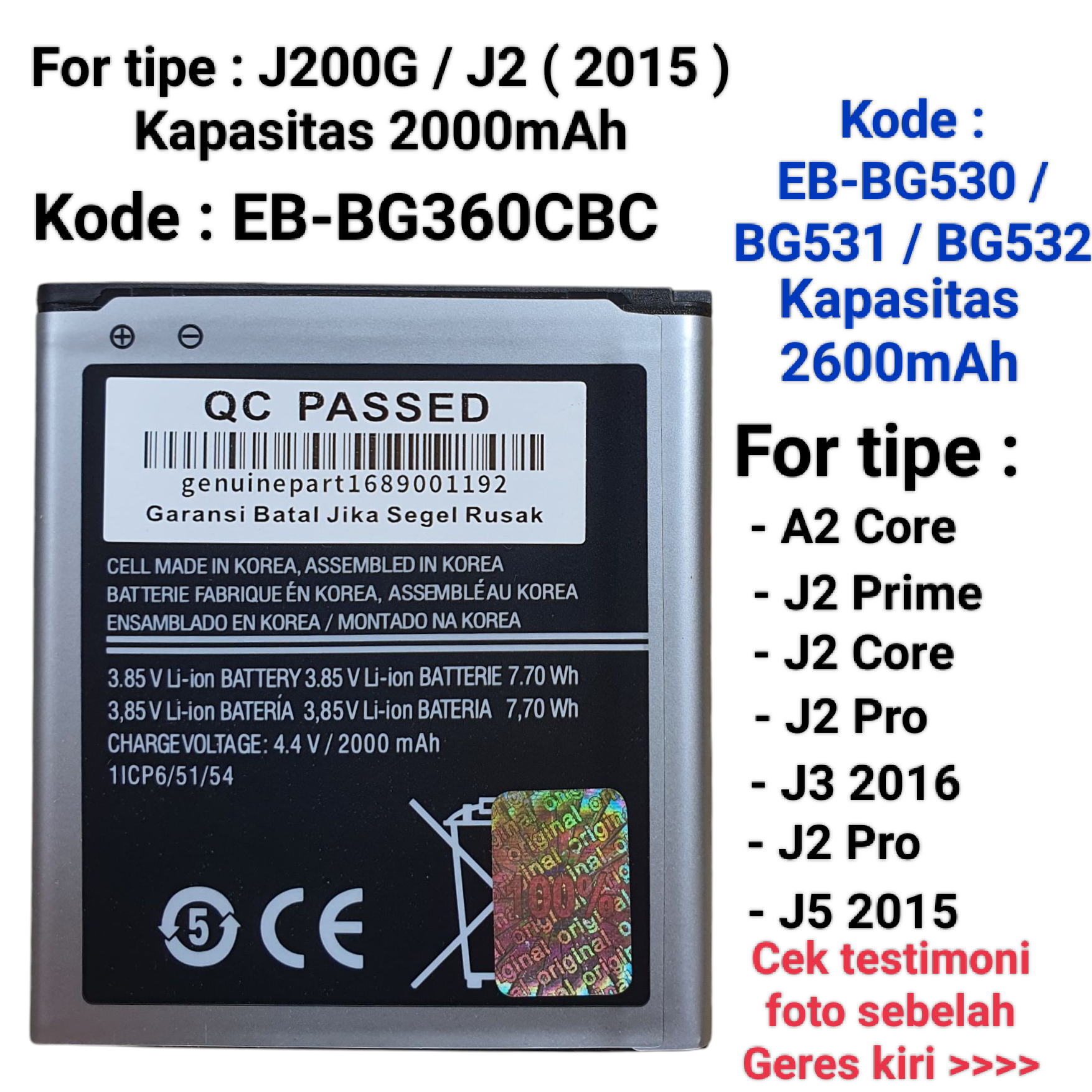 Batre J2 Core Battery Mah Baterai J2 Core Battery Price Samsung