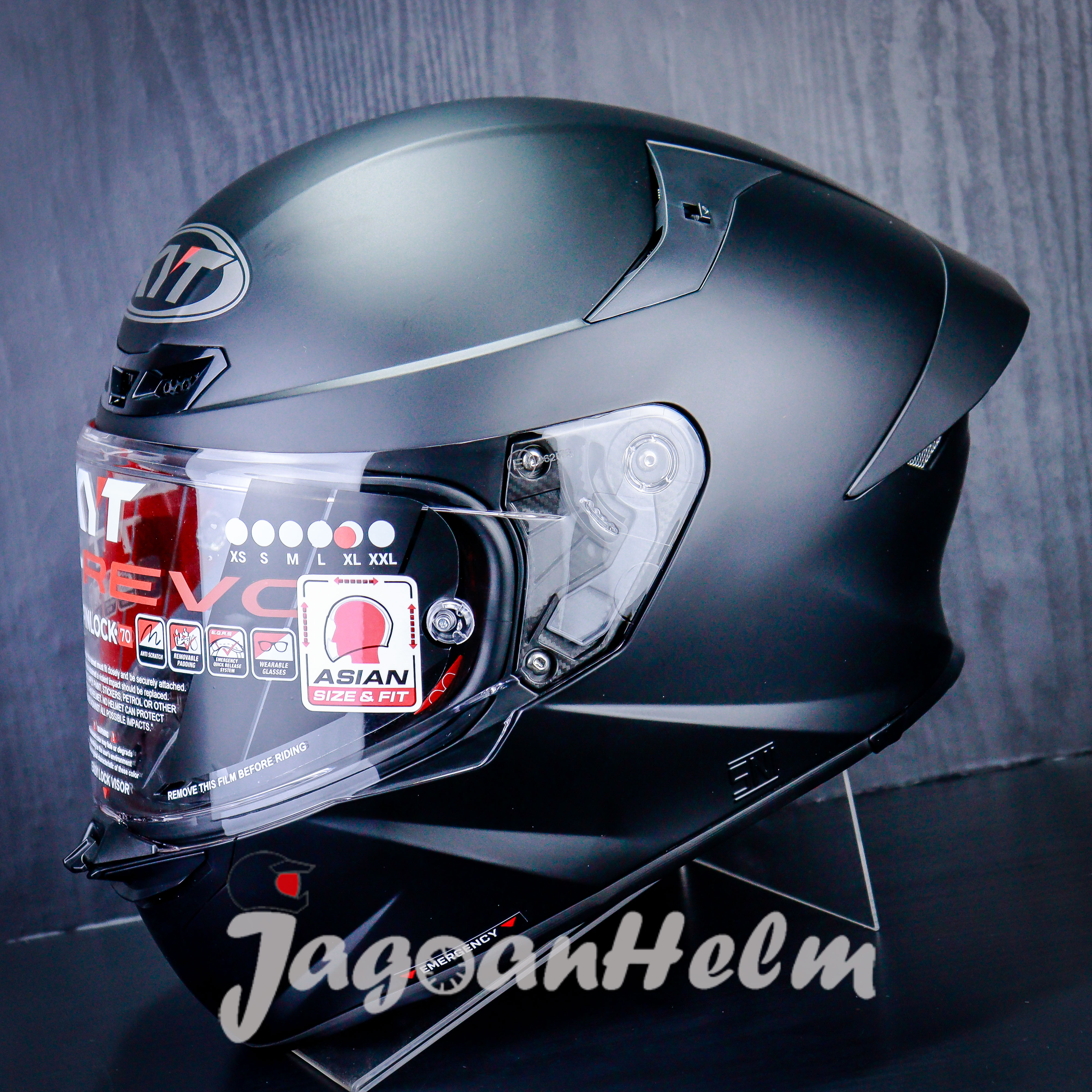 KYT HELM TT REVO SOLID | MATT BLACK | TT-REVO SINGLE VISOR Harga 1,348,000 Ringgit*Penghantaran Percuma