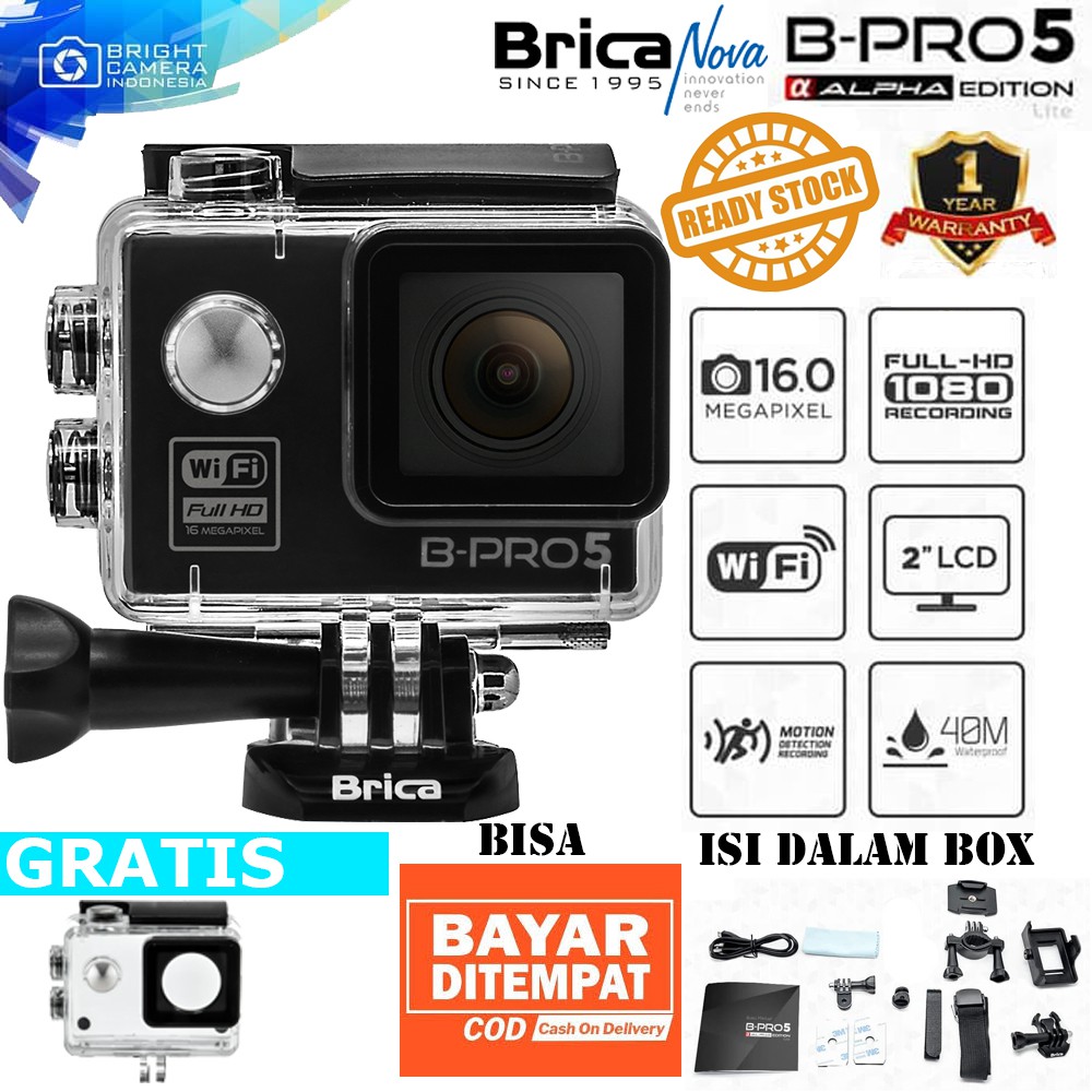 Action Camera Wifi Brica B-Pro 5 Alpha Edition Lite - Black - Garansi Resmi Brica 1 Tahun