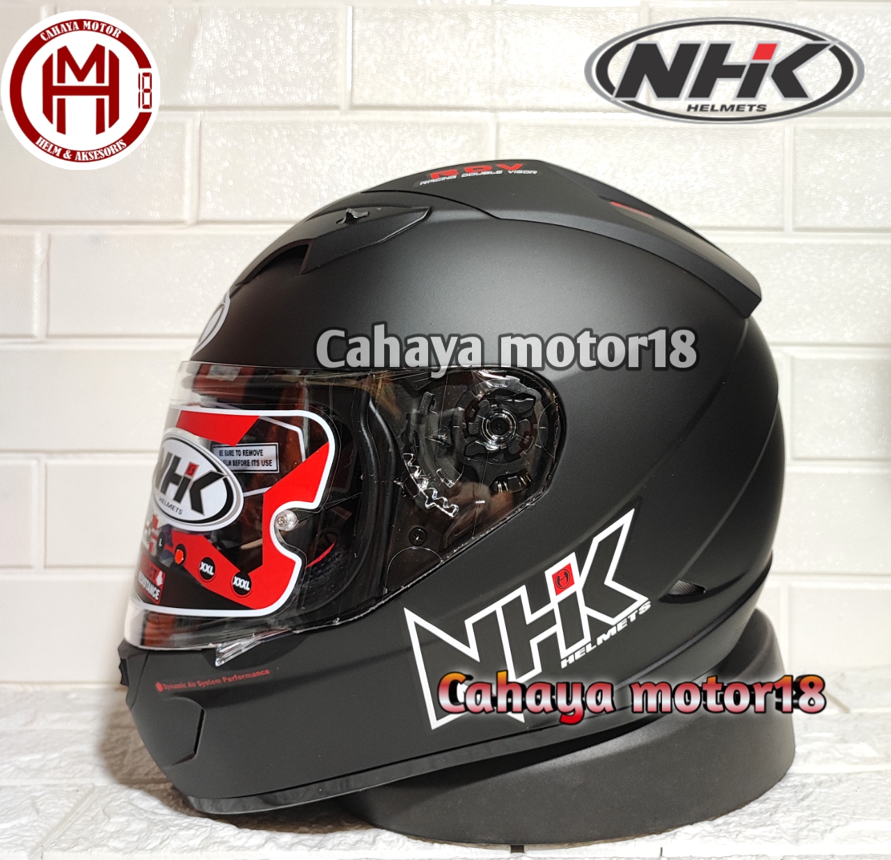 HELM NHK GP1000 BLACK DOF|HITAM DOF NHK FULL FACE Harga 800,000 rupiah*Gratis Ongkir