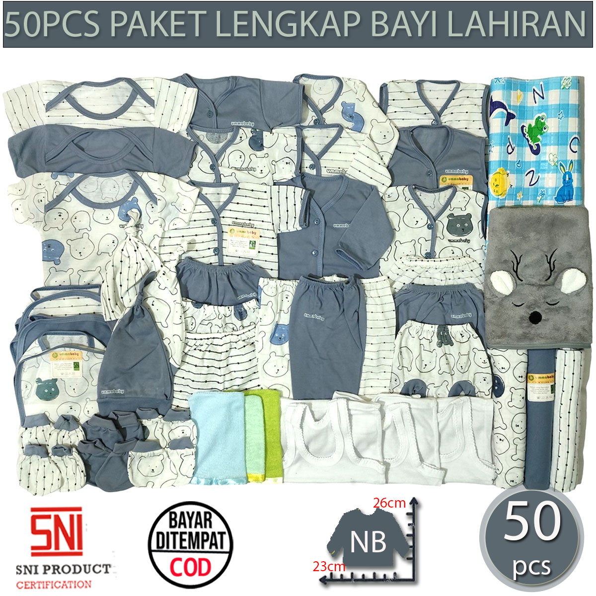 ummababyshop 50 Pcs Baju Bayi Setelan Lengan Panjang Kutung dan Pendek Baju Bayi New Born Usia 0-3 Bul…