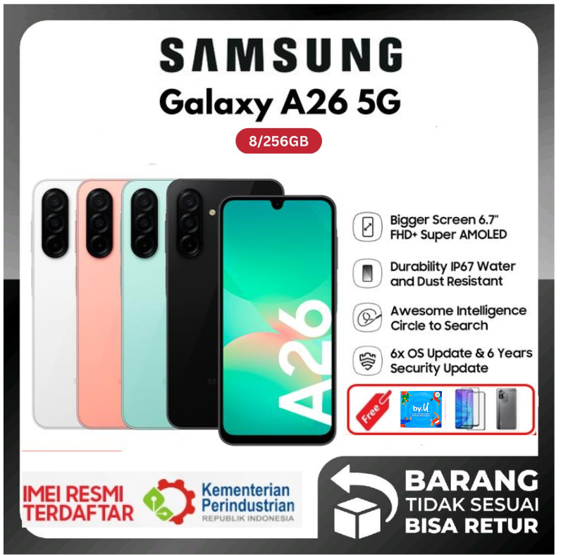 Samsung Galaxy A26 5g 8/256 6.7 Inch 5000Mah Fhd Plus Nfc Super Amoled - Warranty Harga 3,000,000 rupiah*Gratis Ongkir