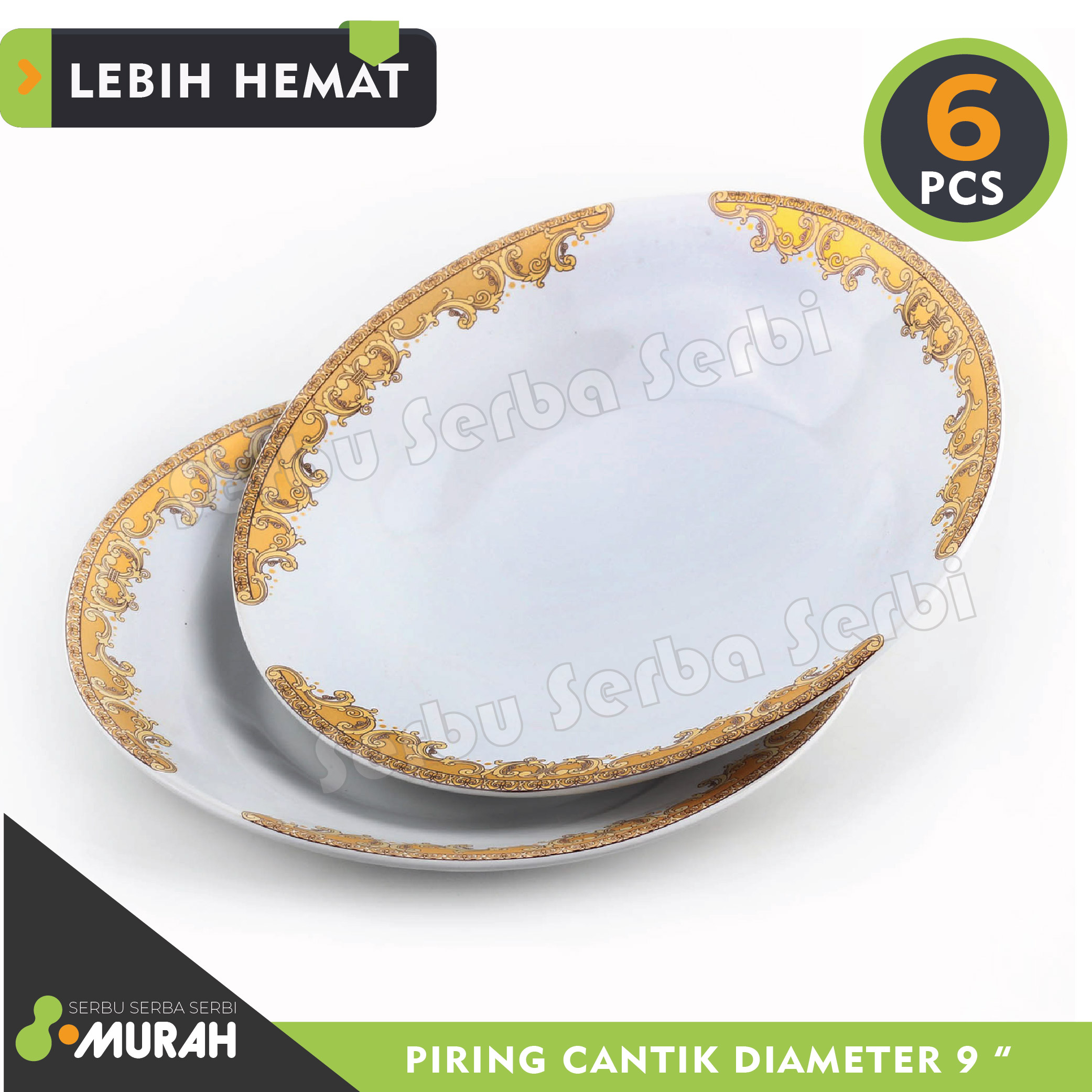 SET 6 PCS - PIRING KERAMIK KAIBON UKURAN 9"- Piring Cantik - Piring Kaca Souvenir - Piring Emboss - Pi…