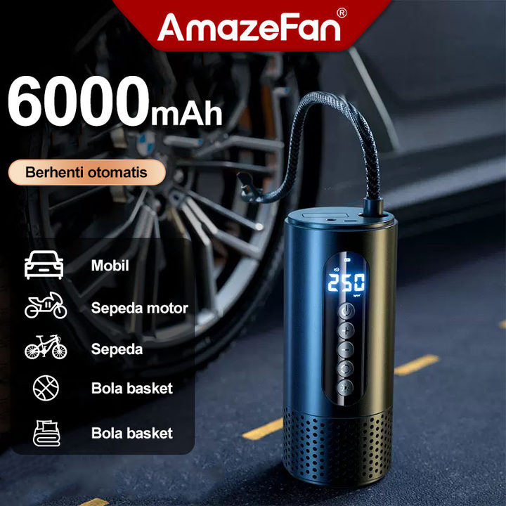 AmazeFan electric tire pump car motorcycle rockbros electric polygon ball large capacity 6000mAh multifunction wireless pump rechargeable home air pump mini tire pressure detection Harga 279,000 rupiah*Gratis Ongkir