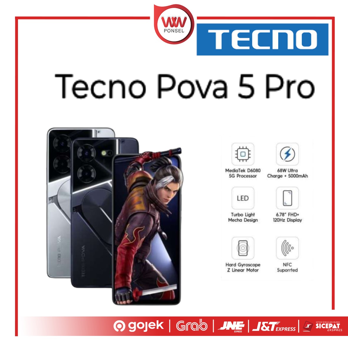 Hp Tecno Pova 5 Pro Ram 8GB Internal 256GB Garansi Resmi Giá 3,199,000 Đồng*Miễn phí vận chuyển