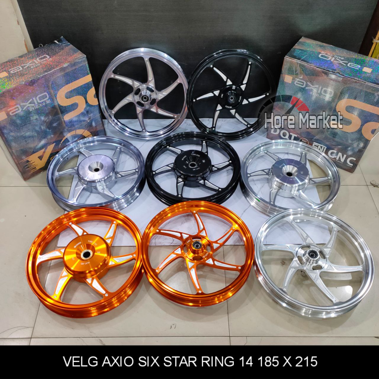 RIMS AXIO six star Vario 125 150/Mio sporty 5TL soul/beat/scopy/Genio fi ESP karbu Deluxe/Mio J cross 6 rims sixstar Harga 1,503,960 rupiah*Gratis Ongkir