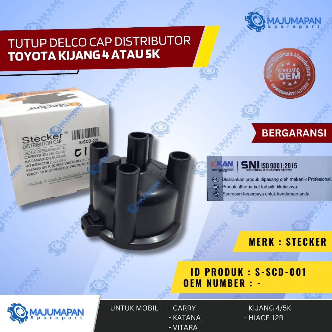 (Guaranteed) Close Delco Cap Distributor Toyota Kijang 7K 5K 4K 3K Hiace Gasoline 12R Corona Rt100 Rt81 Rt80 Corolla Dx Ke30 Harga 48,000 rupiah*Gratis Ongkir