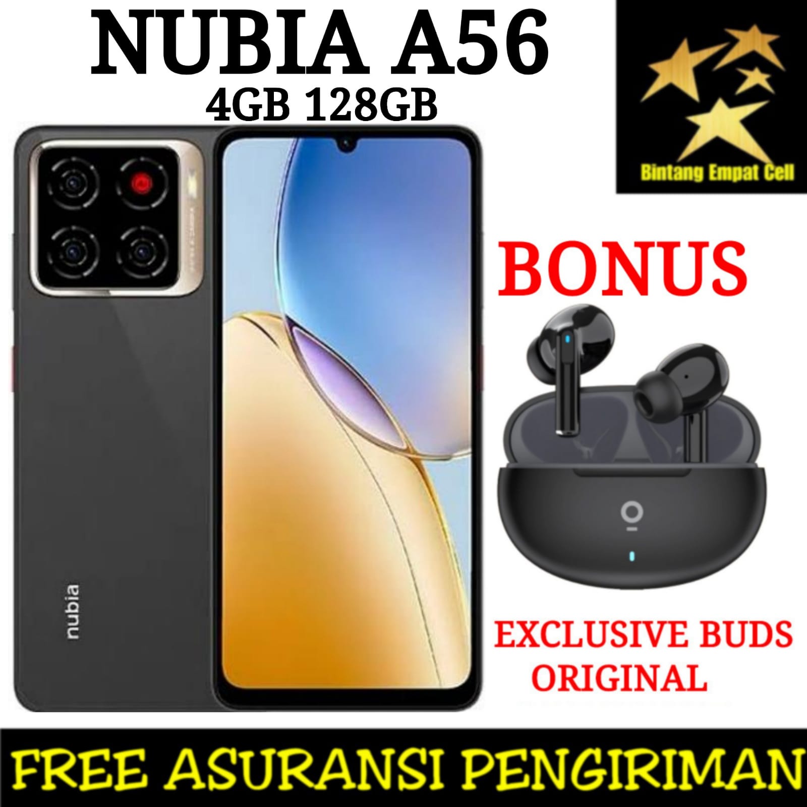 Zte Nubia A56 4/128 Official Warranty Harga 1,209,000 rupiah*Gratis Ongkir