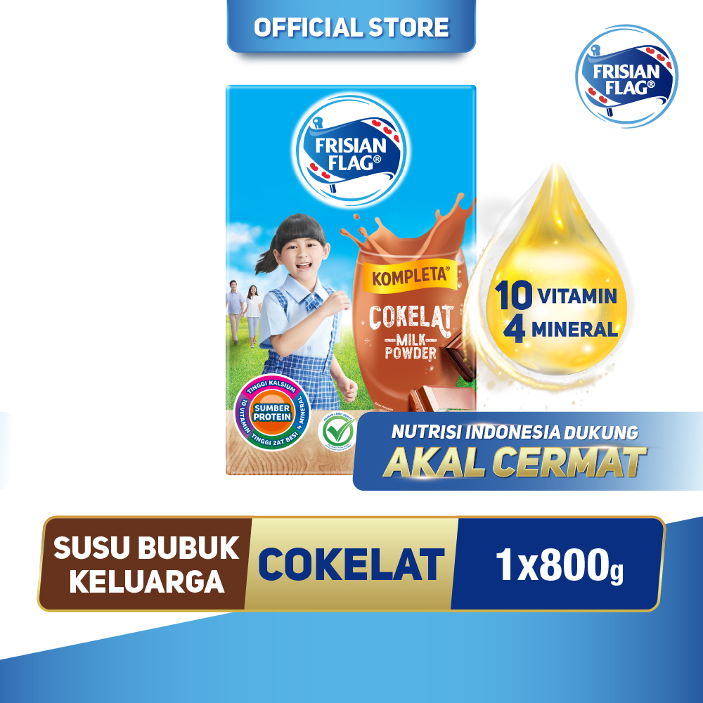 Frisian Flag Kompleta Susu Bubuk Keluarga Cokelat 800gr Harga 79,568 rupiah*Gratis Ongkir