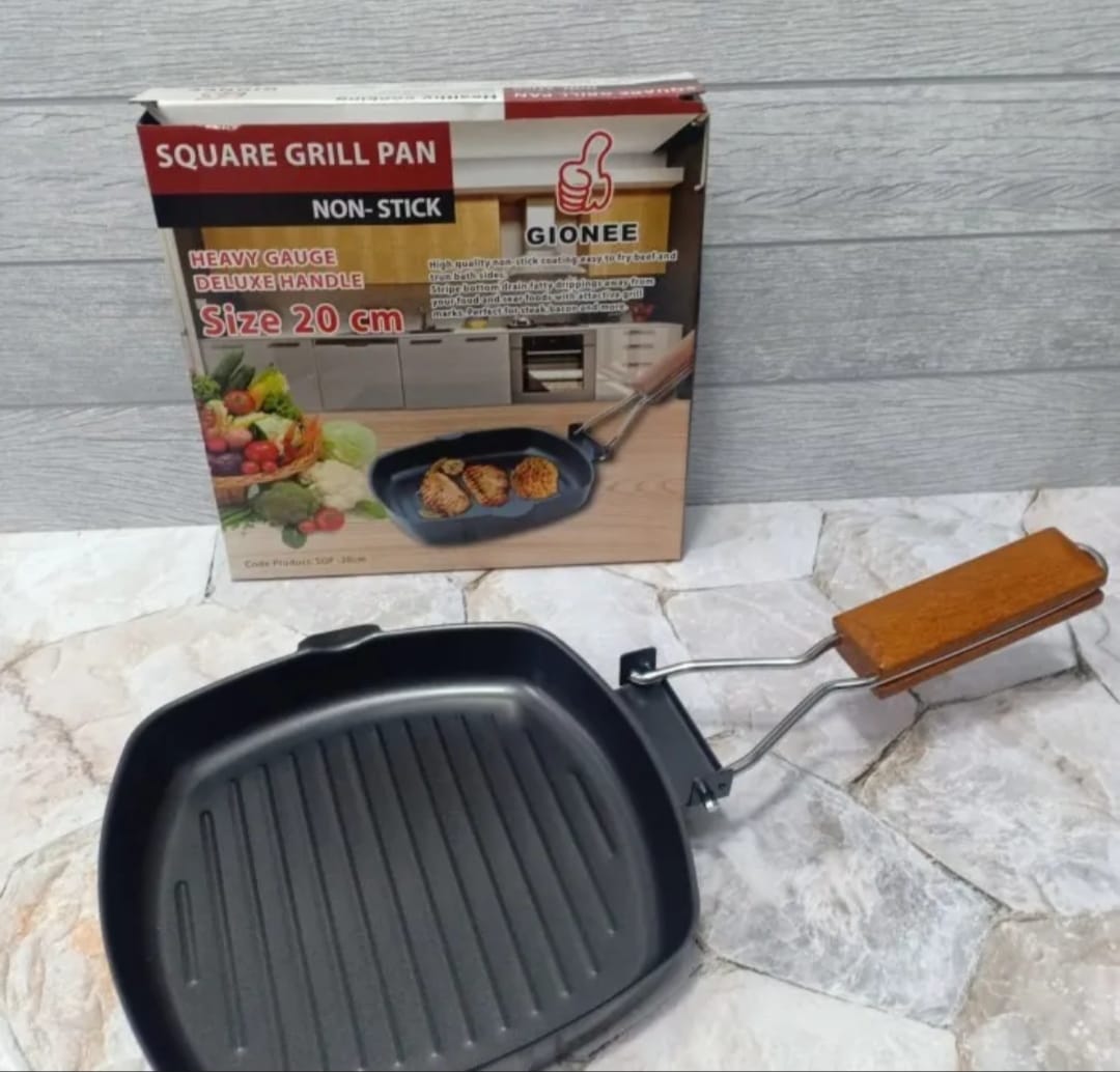 Square Grill Pan 20 cm Cookware Teflon BBQ Panci Panggang Serbaguna