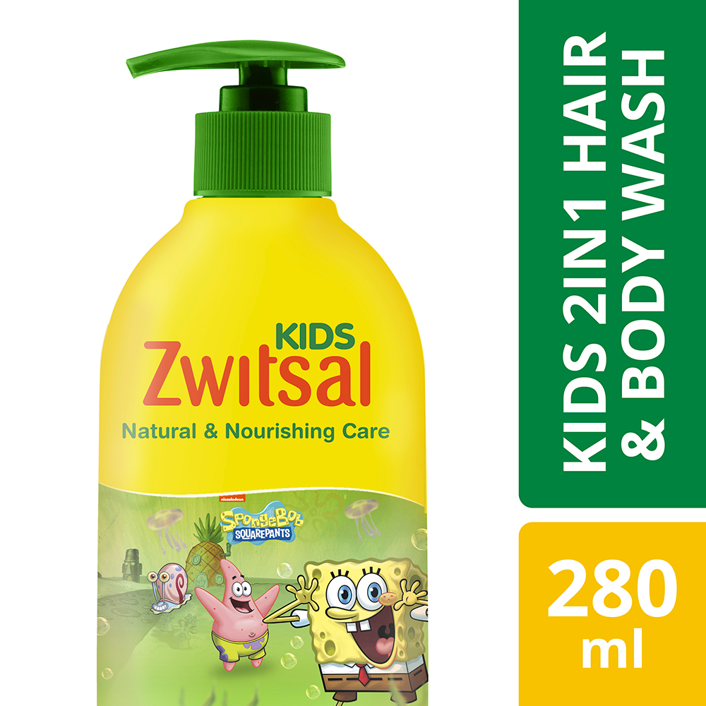Zwitsal Kids 2 In 1 Sabun Mandi Cair & Shampoo Anak Natural And Nourish 280ml - Pump Hijau