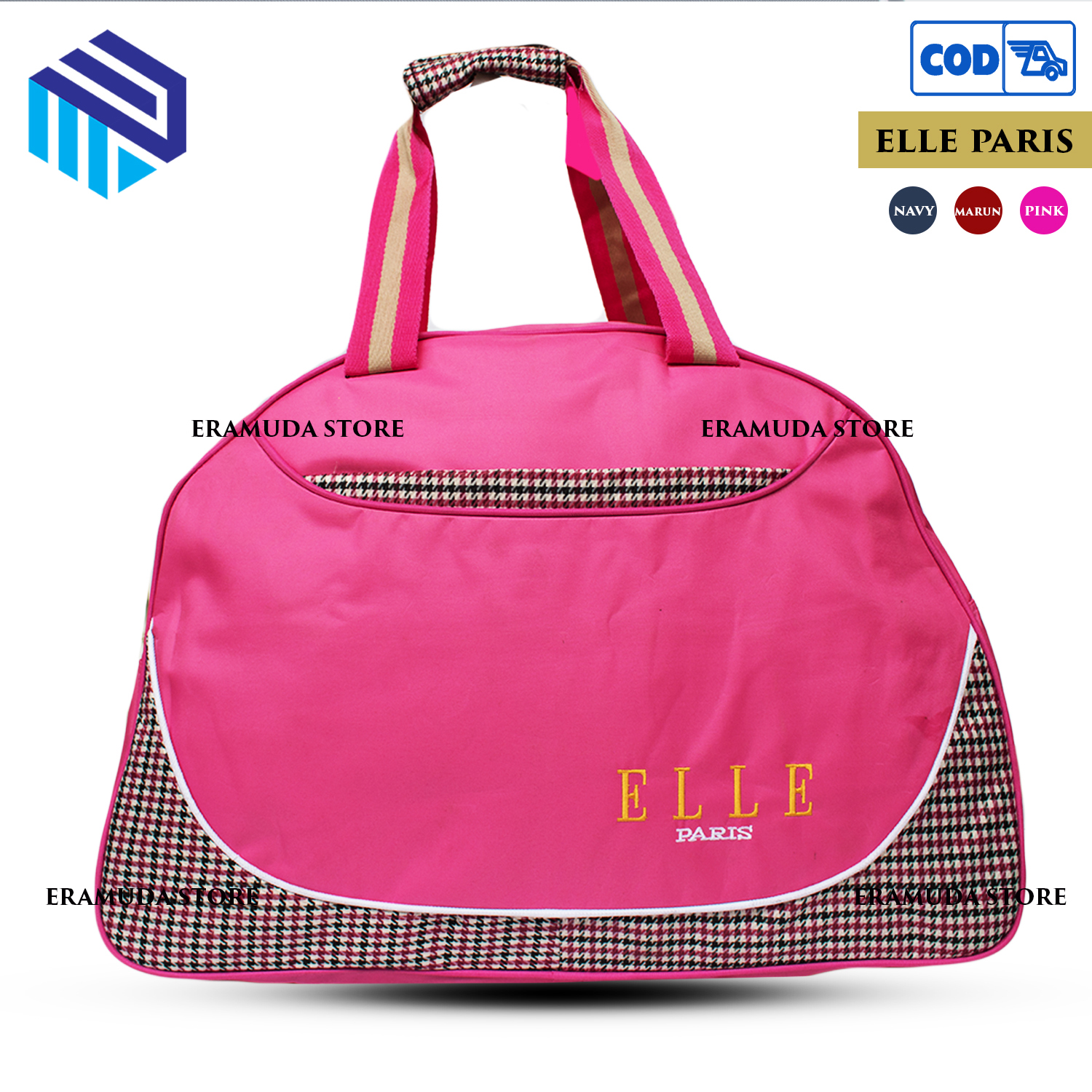 Lazada Indonesia - (BISA COD) Tas Pakaian Elle Mudik Motif Mix Kotak-kotak Size Medium