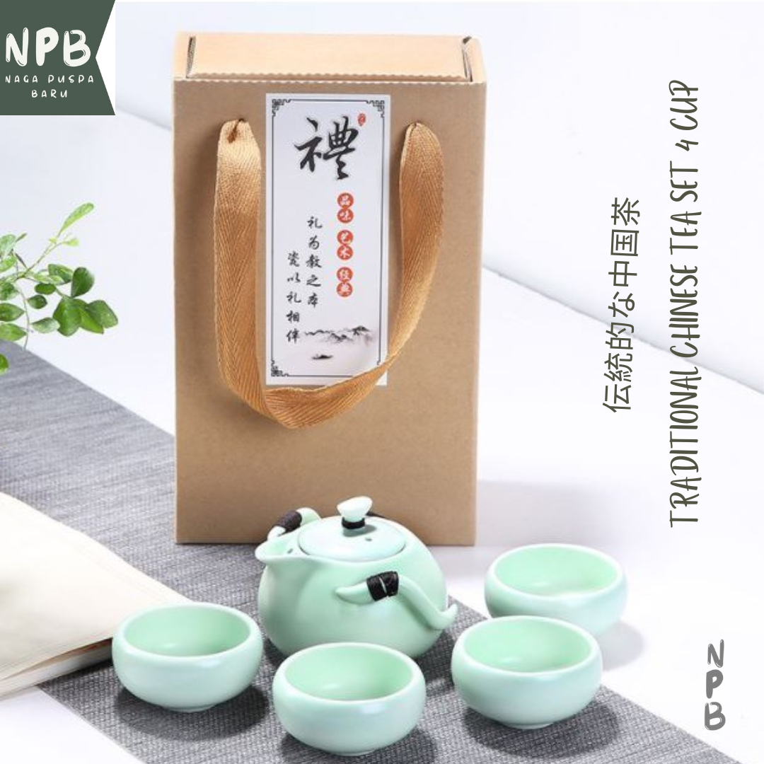 Traditional Chinese Tea Set 4 Cup Ceramic Hampers / Tea Pot and Cups