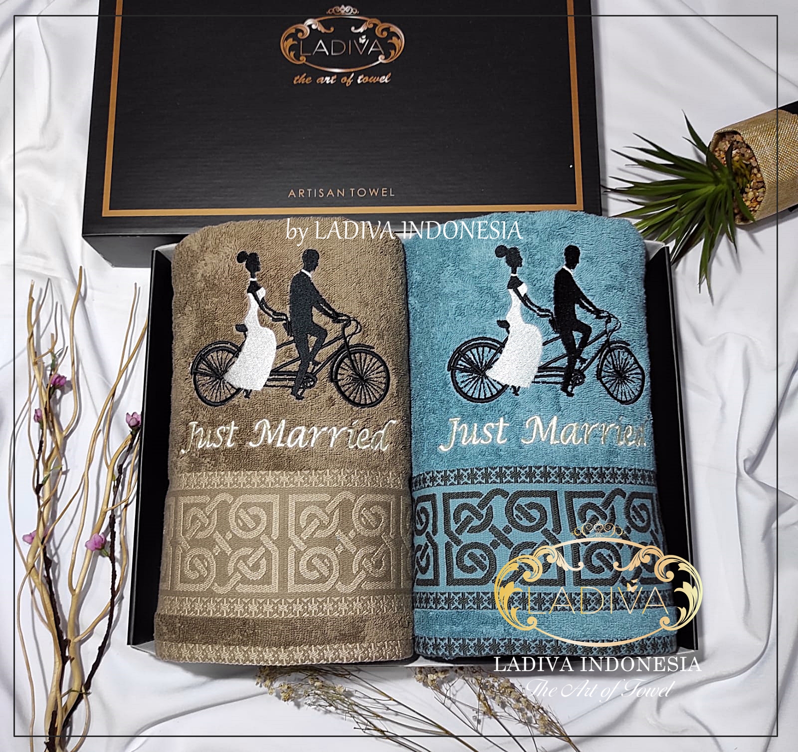 hadiah EXCLUSIVE BOX SET - Handuk COUPLE BORDIR AZALEA Series with EXCLUSIVE BOX + FREE Kartu Ucapan -β¦