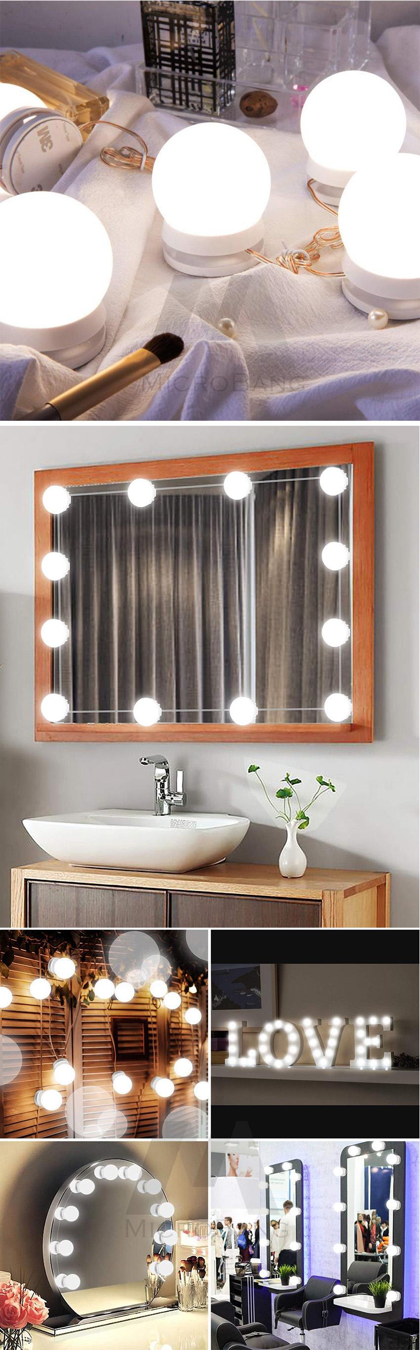 Microbang กระจกเงาโต ะเคร องแป งช ดไฟ Mirror Lights Vanity Mirror Lights Vanity