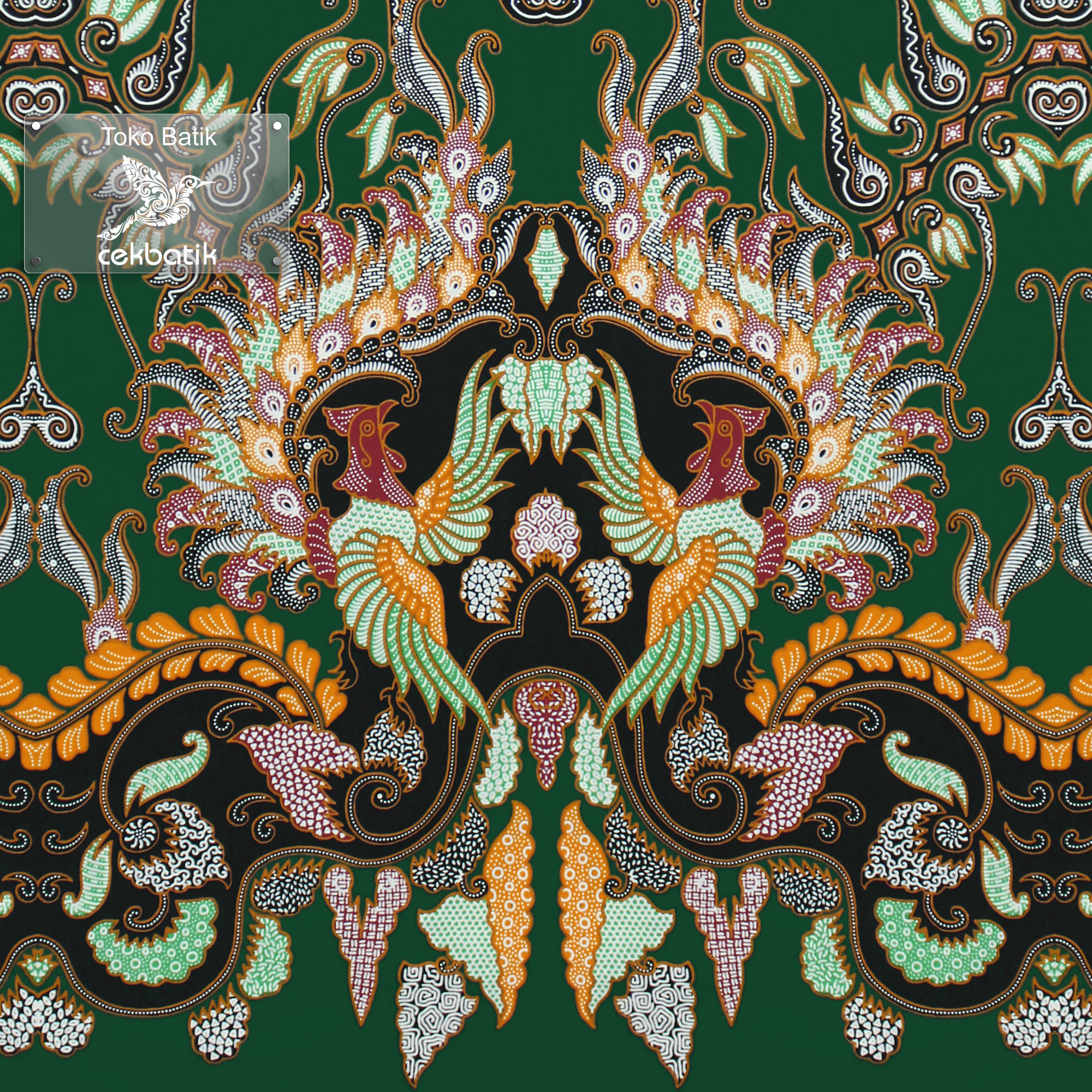 kain batik - Motif Bunga Burung Kembar Oriental V6 Ukuran 2 Meter Lebih