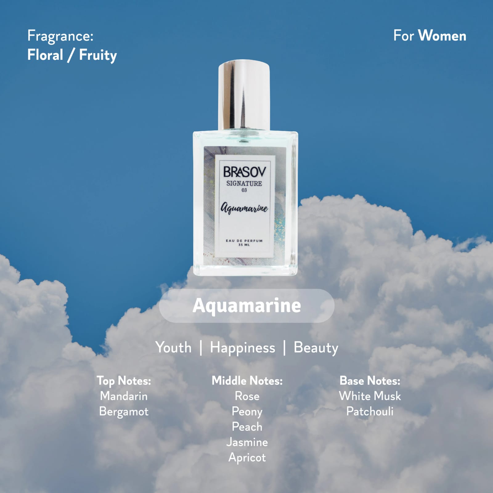 BRASOV Aquamarine EDP 35 ML Signature 03 Spray Halal BPOM Woman