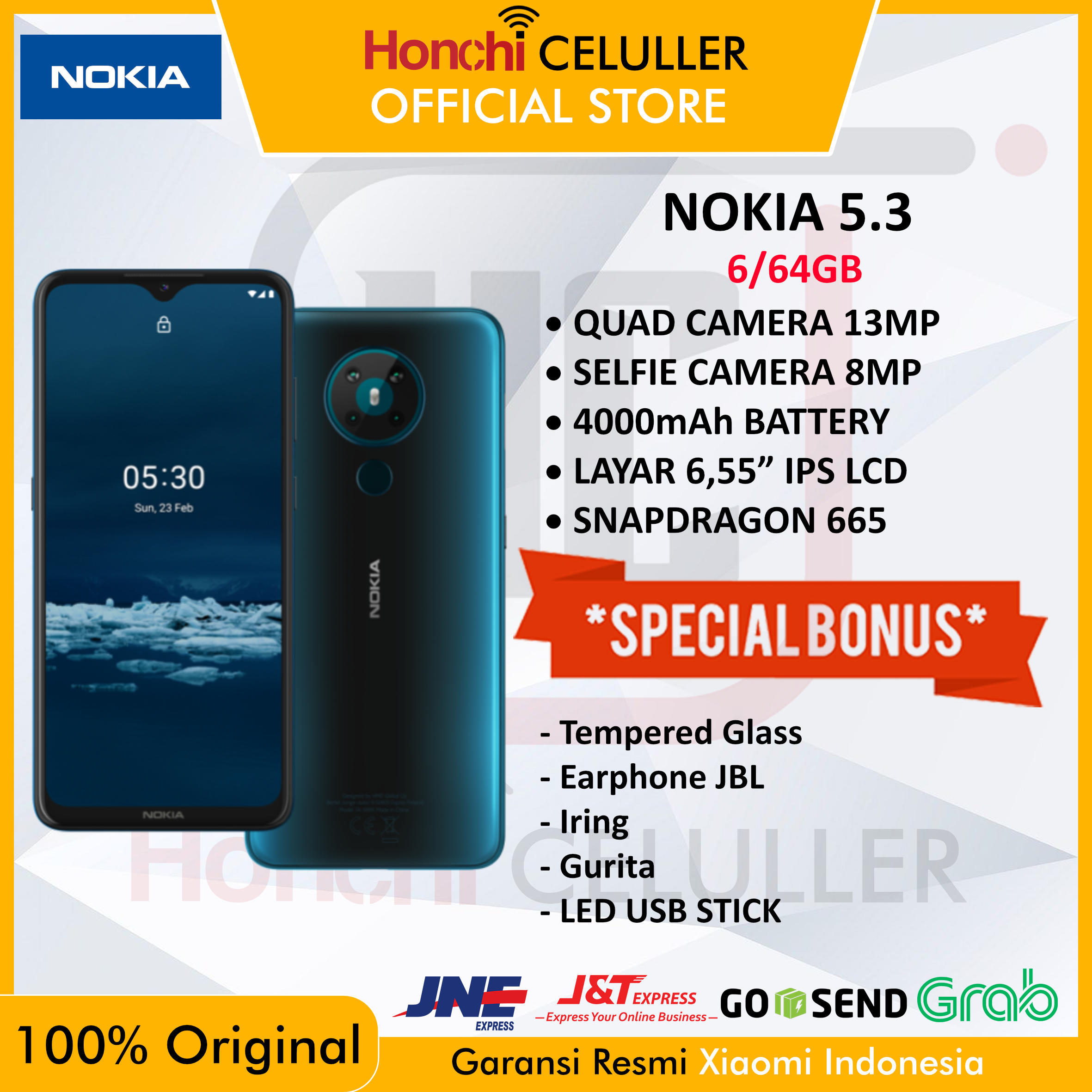 NOKIA 5.3 6/64GB GARANSI RESMI NOKIA TAM Harga 2,349,000 rupiah*Gratis Ongkir