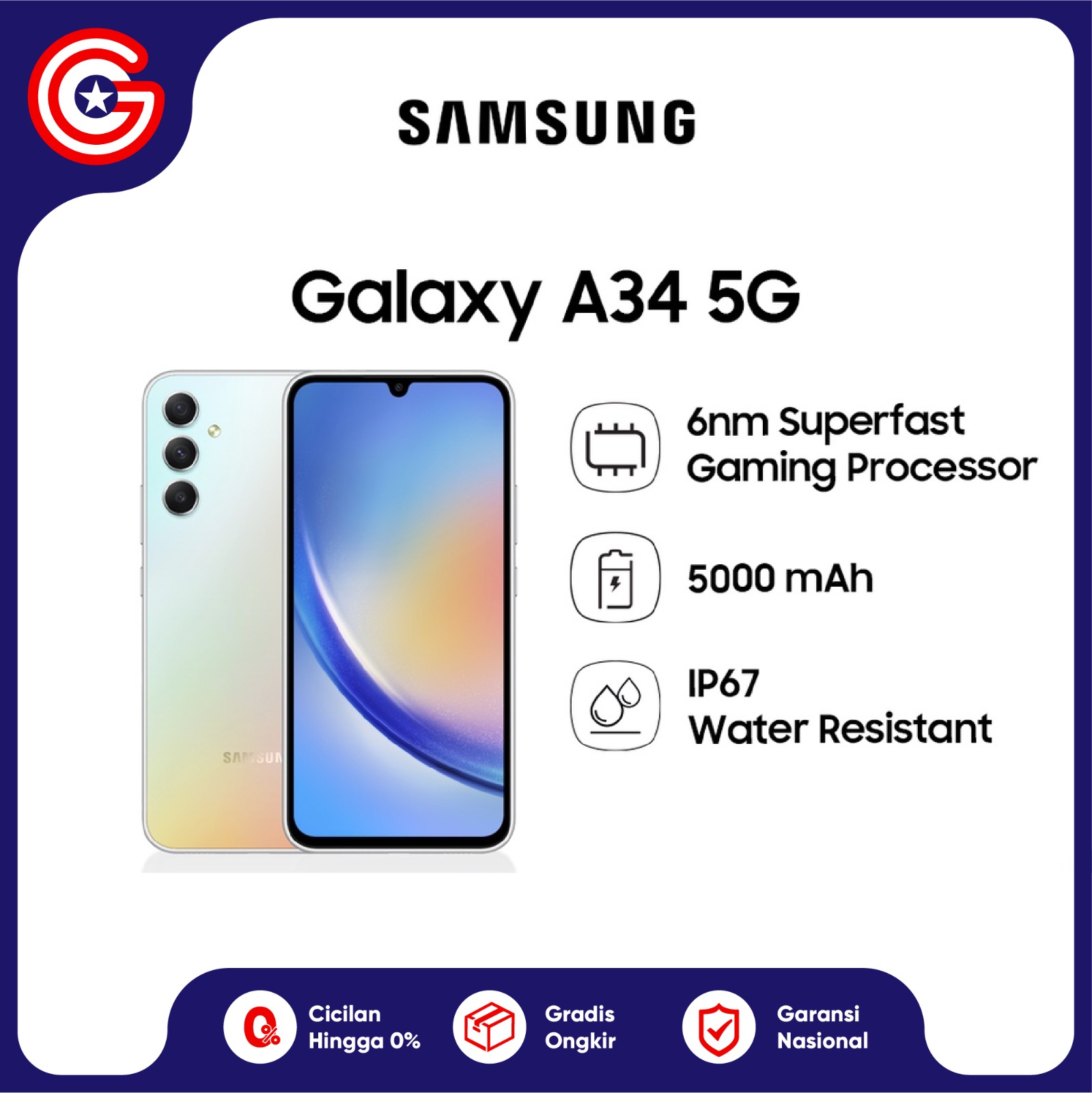 Samsung A34 5G 8/128GB | 8/256GB | Garansi Resmi 1 Tahun Giá 4,799,000 Đồng*Miễn phí vận chuyển