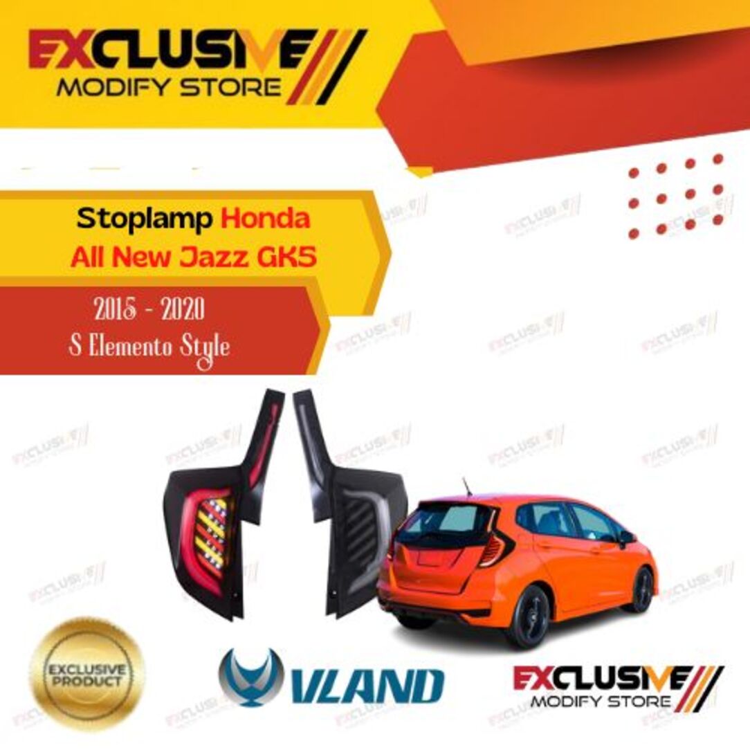 Vland stoplamp all new Honda Jazz gk5 s Elemento style black white bar Harga 3,850,000 rupiah*Gratis Ongkir