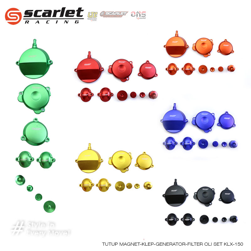Scarlet Racing - Magnetic Cover - Valve - Generator - Oil Filter Set Klx 150 Dtracker Harga 795,000 rupiah*Gratis Ongkir